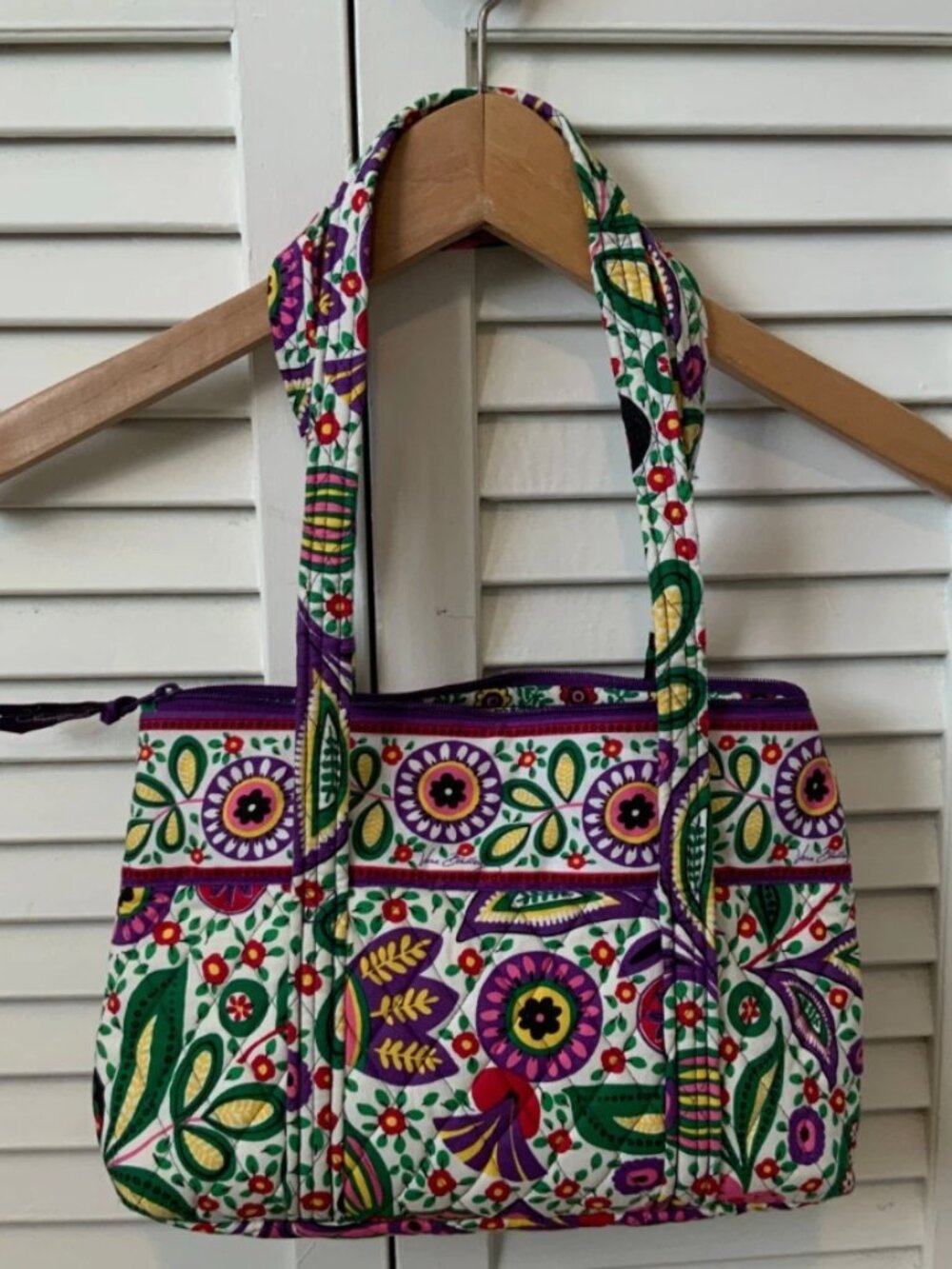 Vera Bradley Viva La Vera Quilted Zip Top Shoulder Tote Bag Floral Multicolor